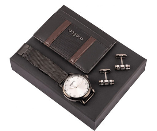 Parure UNGARO (porte-cartes, montre et boutons de manchette)