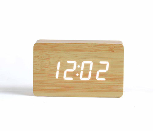 Horloge digitale aspect bois