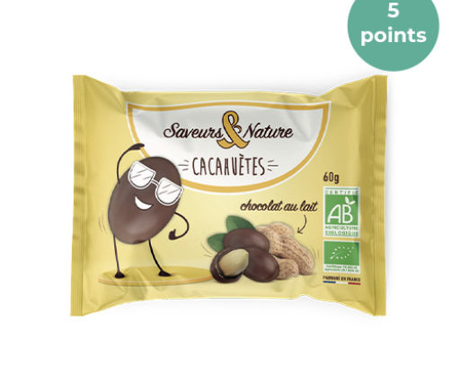 Cacahuètes enrobées de chocolat au lait