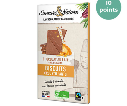 Tablette de chocolat au lait aux éclats de biscuits
